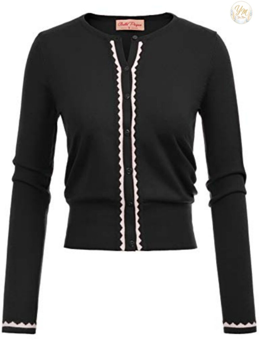 Women's Color Block Cardigan Long Sleeve Crew Neck Button Up Knit Shrug